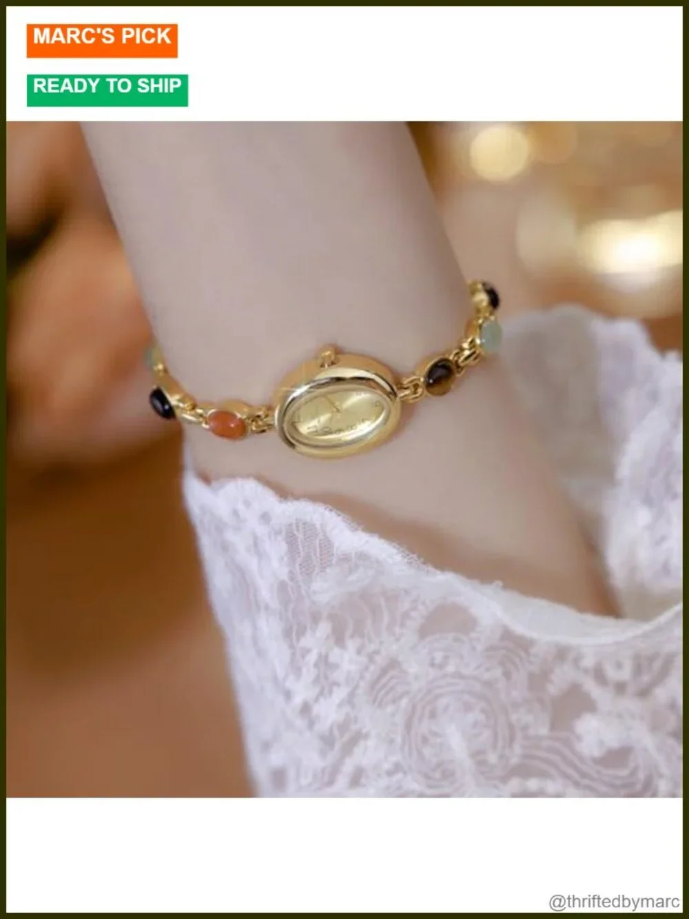 Women's Petite Crystal Beaded Watch Gold Tone